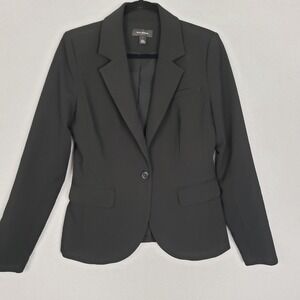 Halogen Women's Size S Single‎ Button Blazer Jacket Solid Black Classic Office